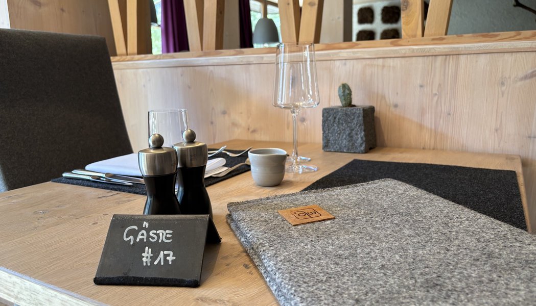 Laid table in the restaurant of the MONTAFONLodge