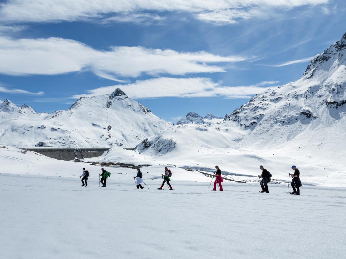Schneeschuhwanderer in der Silvretta Bielerhöhe